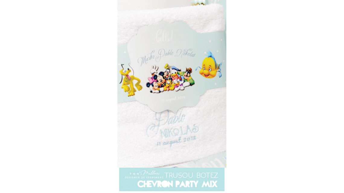 Trusou de botez brodat pentru baieti personaje din desene, Chevron Party Mix 1